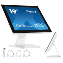 Bílý dotykový monitor iiyama ProLite T1932MSC-W1SAG 19" IPS LED 5:4 /VGA, HDMI, DisplayPort/ IP54, reproduktory