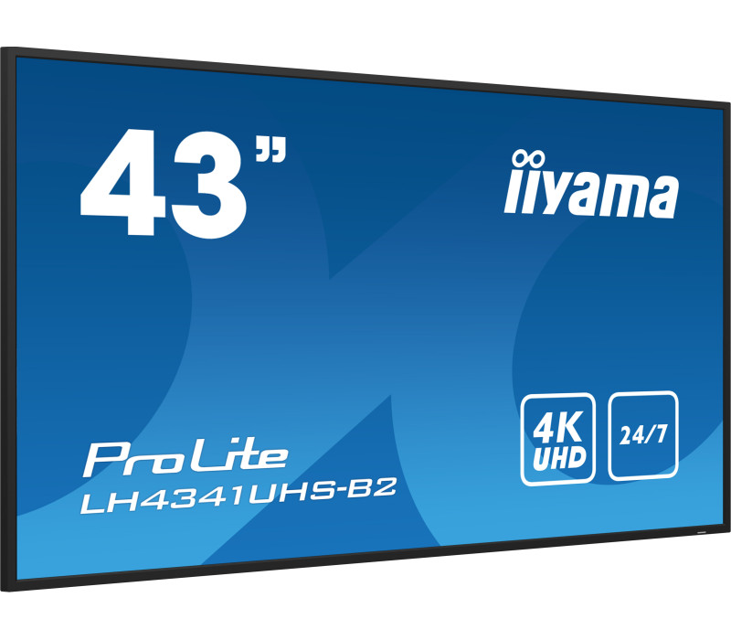 Monitor iiyama ProLite LH4341UHS-B2 43" IPS LED, 4K, 24/7 Digital Signage, 1xVGA, 3xHDMI, Głośniki