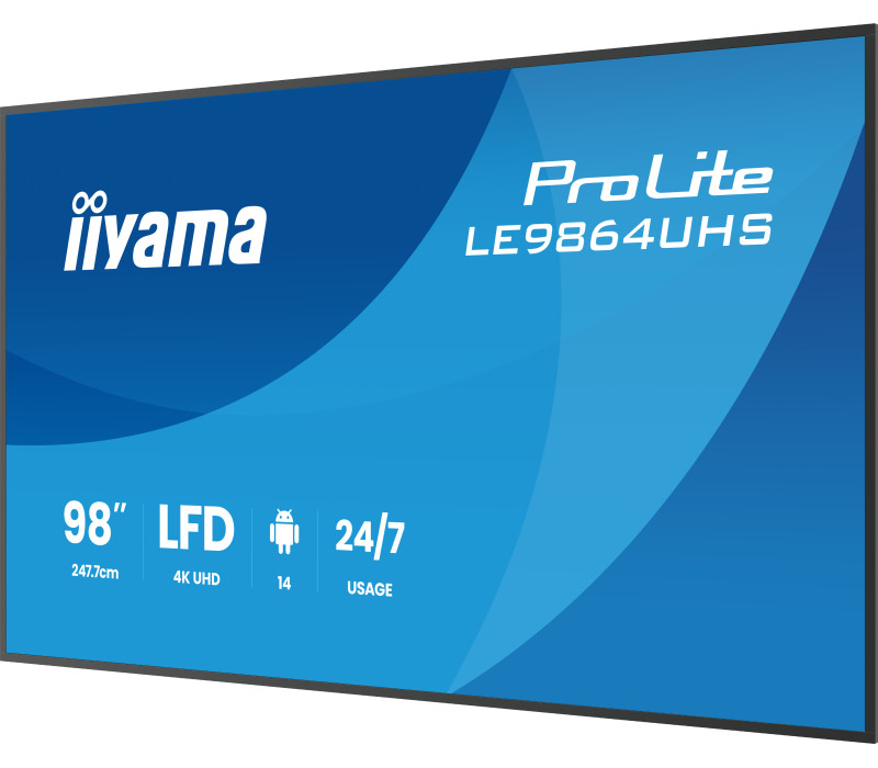 Prezentační monitor 98" iiyama DS LE9864UHS-B1AG, 4K VA LED, USB-C, iiSignage² (CMS), iiControl (DMS), iiShare , 24/7