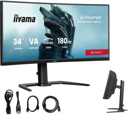 iiyama G-Master GCB3484WQSU-B1 34" zakřivený UWQHD VA LED monitor, 180 Hz, 0,4 ms, HDR, FreeSync Premium, 2xHDMI, 1xDP