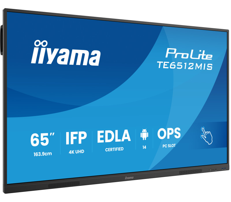 Interaktivní monitor iiyama TE6512MIS-B4AG 65" VA DLED 4K 8/128GB iiware13e, Android14 EDLA, WiFi6, Lan, DMS, 24/7