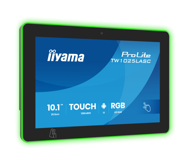 Dotykový monitor iiyama TW1025LASC-B3PNR 10" Android 16, POE, NFC/RFID, LED RGB, iiSignage², kamera, mikrofon, reproduktory