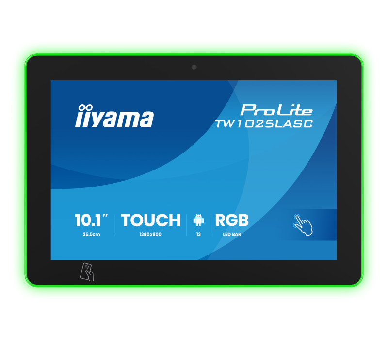 Dotykový monitor iiyama TW1025LASC-B3PNR 10" Android 16, POE, NFC/RFID, LED RGB, iiSignage², kamera, mikrofon, reproduktory