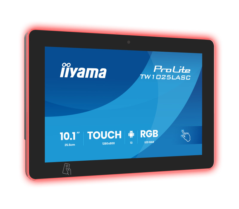 Dotykový monitor iiyama TW1025LASC-B3PNR 10" Android 16, POE, NFC/RFID, LED RGB, iiSignage², kamera, mikrofon, reproduktory