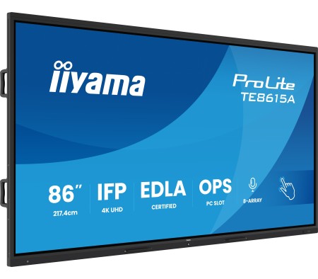 iiyama 86" TE8615A-B2AG 4K UHD interaktivní monitor, Google EDLA, iiShare, DMS, WiFi 6E, USB-C, HDMI, DP, NFC