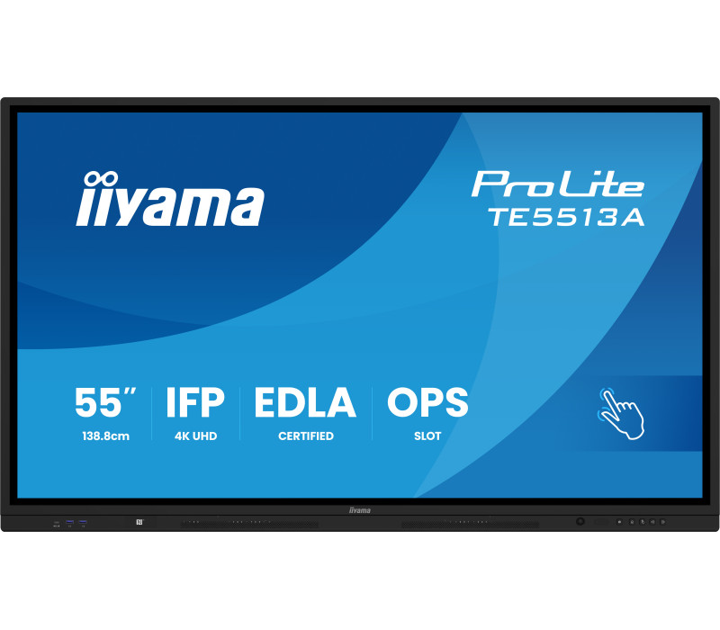 Interaktivní monitor iiyama 55" TE5513A-B3AG 4K IPS LED, Android 14+EDLA, iiShare, DMS, WiFi 6E, USB-C, NFC, PureTouch-IR+
