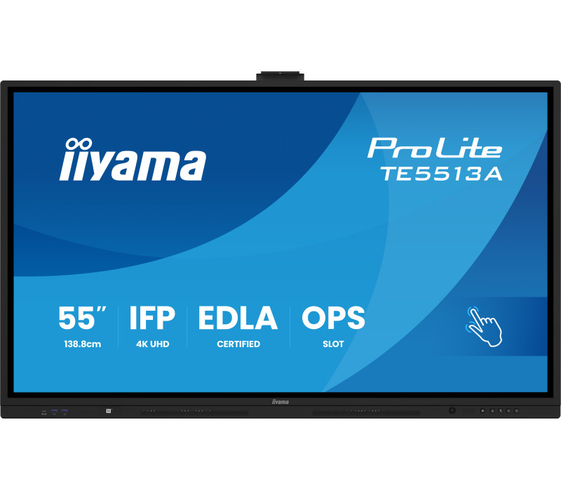 Interaktivní monitor iiyama 55" TE5513A-B3AG 4K IPS LED, Android 14+EDLA, iiShare, DMS, WiFi 6E, USB-C, NFC, PureTouch-IR+