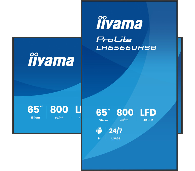 Digital Signage iiyama LH6566UHSB-B1AG 65" 4K UHD 800 cd/m² iiSignage², iiControl, iiShare, 24/7, WiFi, Android 14