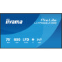 Digital Signage iiyama LH7566UHSB-B1AG 75" 4K UHD 800 cd/m² iiSignage², iiControl, iiShare, 24/7, WiFi, Android 14