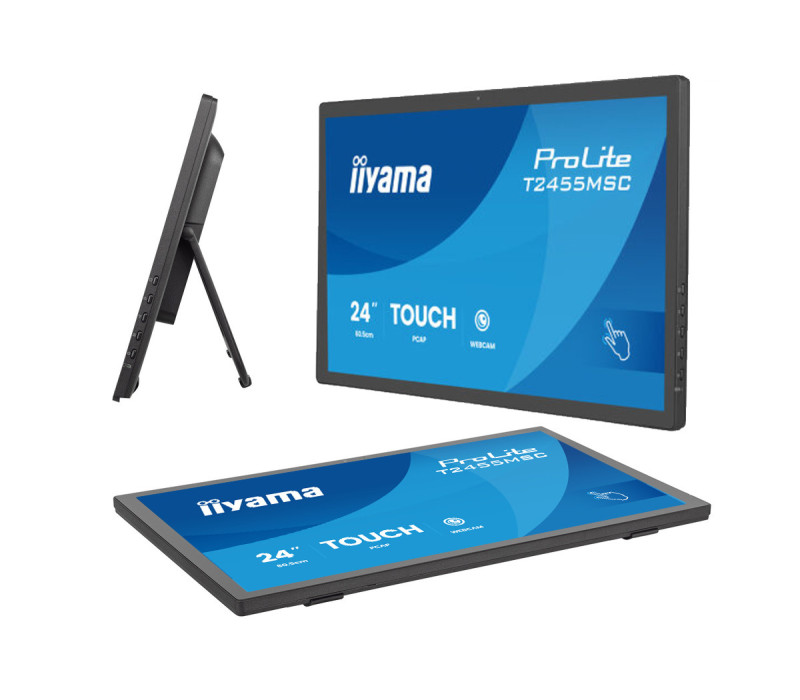 Dotykový monitor 24" iiyama ProLite T2455MSC-B2 FHD IPS /HDMI DP/ Kamera+Mikrofon, NANO Coating, Reproduktory