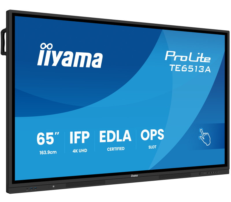 Interaktivní monitor iiyama 65" TE6513A-B3AG 4K IPS LED, Android 14+EDLA, iiShare, DMS, WiFi 6E, USB-C, NFC, PureTouch-IR+