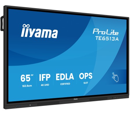 Interaktivní monitor iiyama 65" TE6513A-B3AG 4K IPS LED, Android 14+EDLA, iiShare, DMS, WiFi 6E, USB-C, NFC, PureTouch-IR+