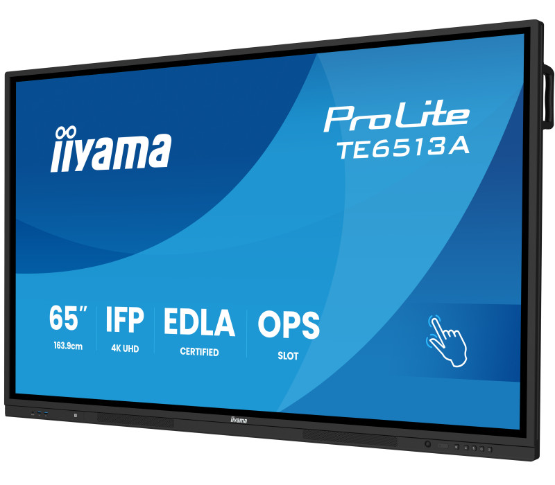 Interaktivní monitor iiyama 65" TE6513A-B3AG 4K IPS LED, Android 14+EDLA, iiShare, DMS, WiFi 6E, USB-C, NFC, PureTouch-IR+