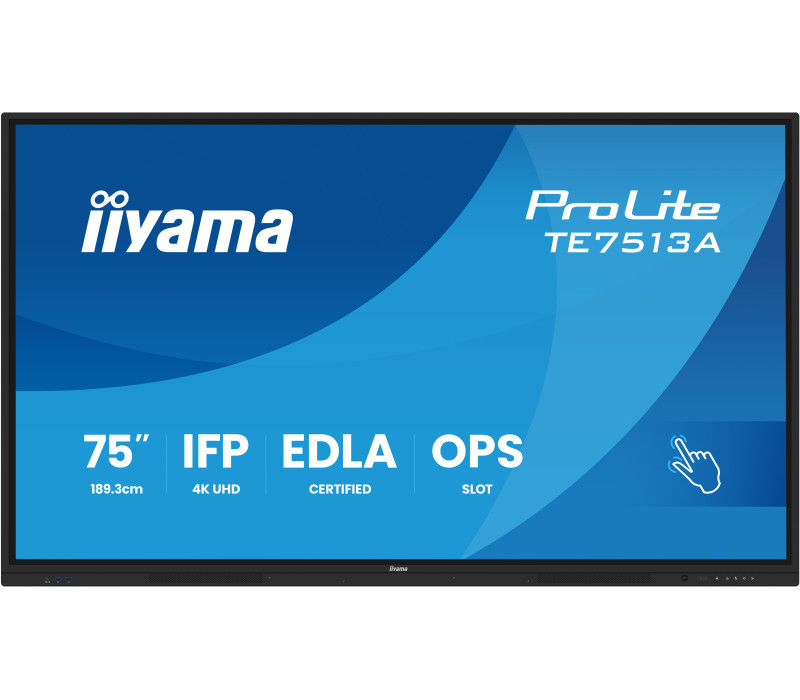 Interaktivní monitor iiyama 75" TE7513A-B3AG 4K IPS LED, Android 14+EDLA, iiShare, DMS, WiFi 6E, USB-C, NFC, PureTouch-IR+