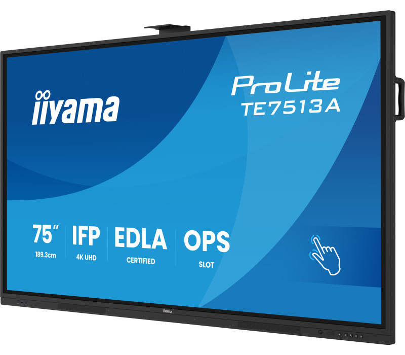 Interaktivní monitor iiyama 75" TE7513A-B3AG 4K IPS LED, Android 14+EDLA, iiShare, DMS, WiFi 6E, USB-C, NFC, PureTouch-IR+