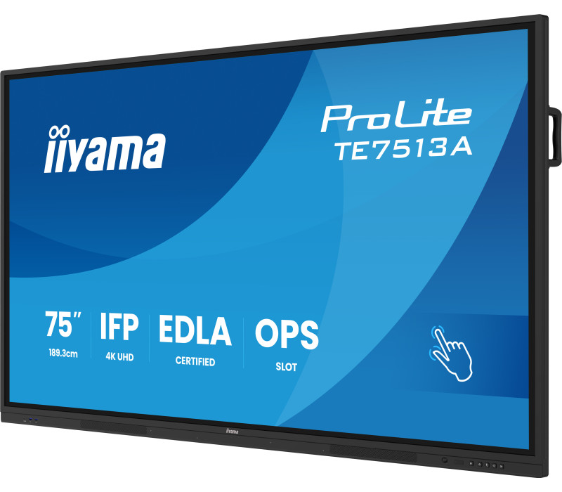 Interaktivní monitor iiyama 75" TE7513A-B3AG 4K IPS LED, Android 14+EDLA, iiShare, DMS, WiFi 6E, USB-C, NFC, PureTouch-IR+