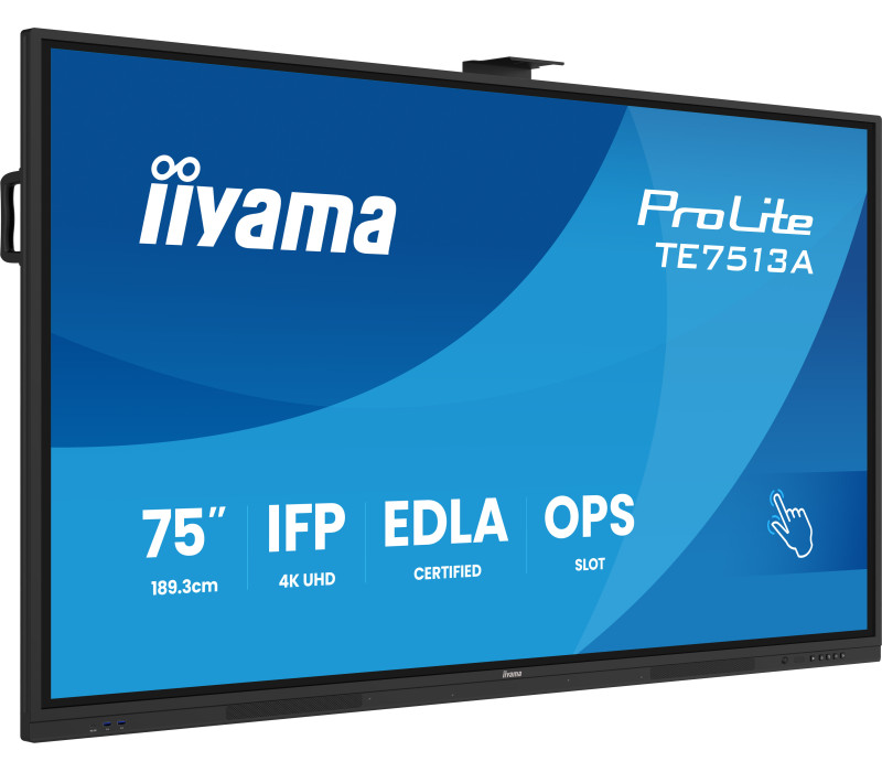 Interaktivní monitor iiyama 75" TE7513A-B3AG 4K IPS LED, Android 14+EDLA, iiShare, DMS, WiFi 6E, USB-C, NFC, PureTouch-IR+