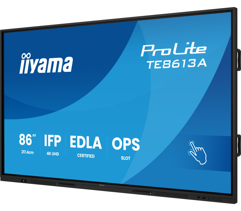 Interaktivní monitor iiyama 86" TE8613A-B3AG 4K IPS LED, Android 14+EDLA, iiShare, DMS, WiFi 6E, USB-C, NFC, PureTouch-IR+