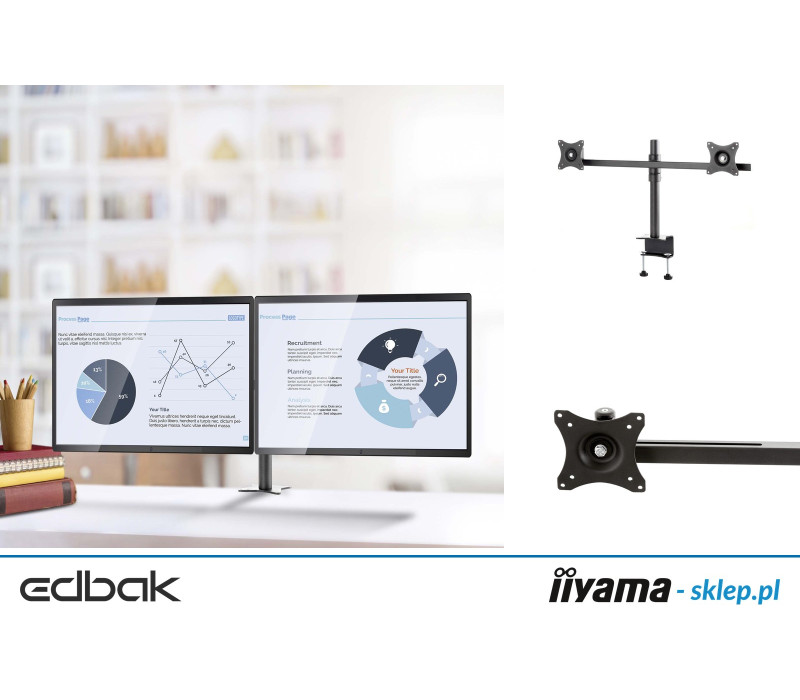 Edbak SV05c-B Stolní držák pro dva 19-27" monitory