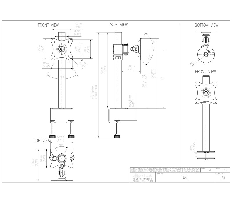 Edbak SV01c-B Stolní držák na 10-29" monitor