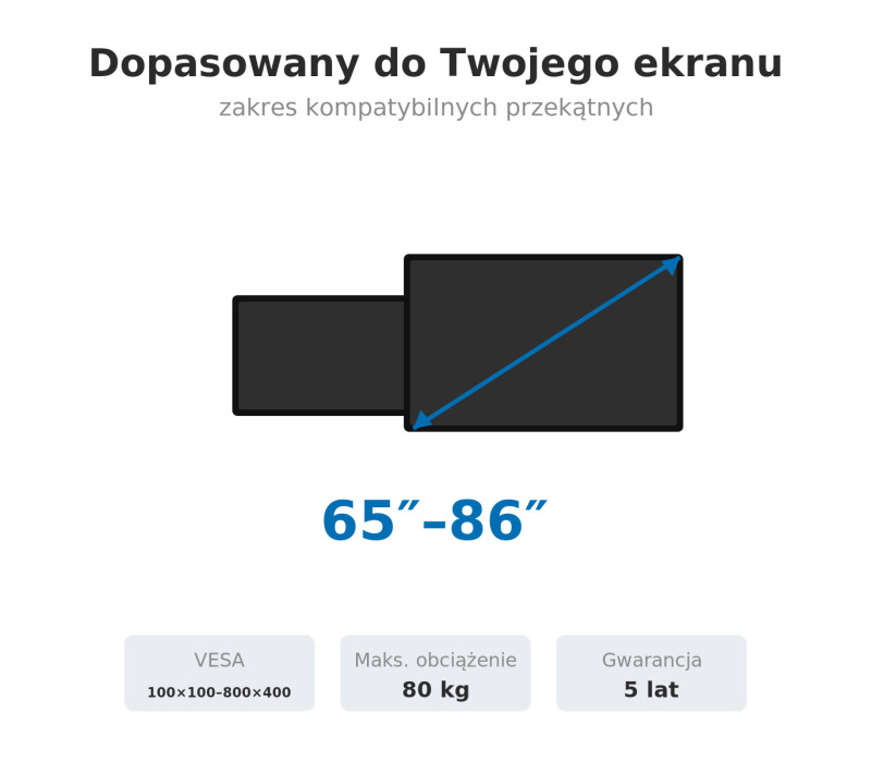 Edbak TWB2c-B Univerzální sklopný nástěnný držák pro 65-86" obrazovku