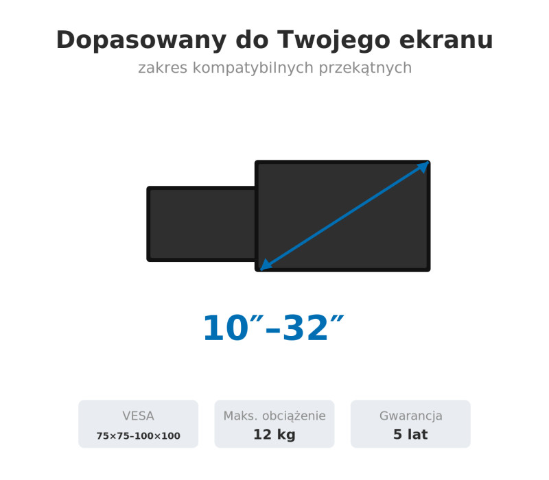 Edbak VSM651 Otočné nástěnné rameno pro obrazovky 10-32".