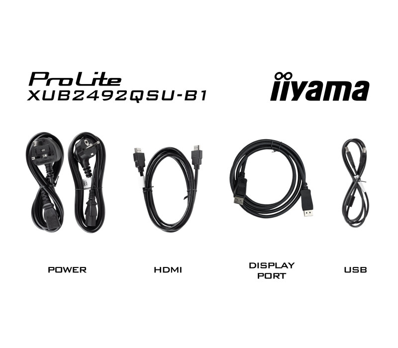 Monitor iiyama ProLite XUB2492QSU-B1 24" WQHD IPS 100Hz 0,5ms  /HDMI, DisplayPort/  hub USB, FlickerFree, BlueLightReducer