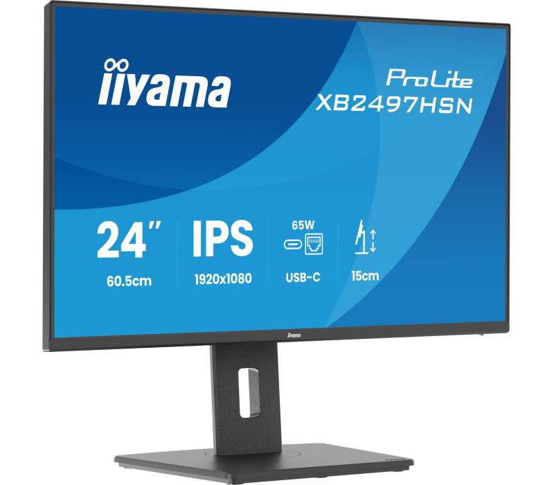 Monitor iiyama ProLite XB2497HSN-B1 24" IPS LED 1ms 100Hz /HDMI DP/ Wbudowana stacja dokująca USB-C, FlickerFree