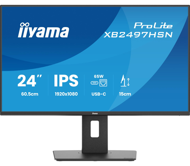 Monitor iiyama ProLite XB2497HSN-B1 24" IPS LED 1ms 100Hz /HDMI DP/ Wbudowana stacja dokująca USB-C, FlickerFree
