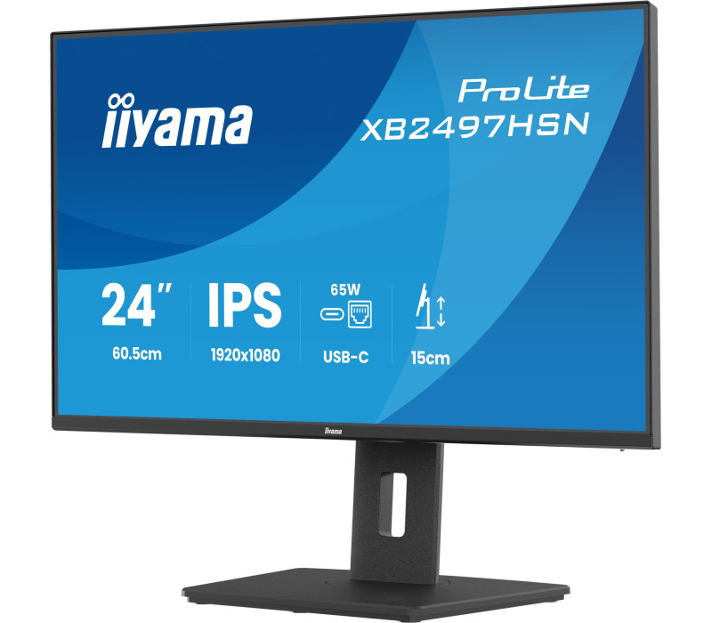Monitor iiyama ProLite XB2497HSN-B1 24" IPS LED 1ms 100Hz /HDMI DP/ Wbudowana stacja dokująca USB-C, FlickerFree