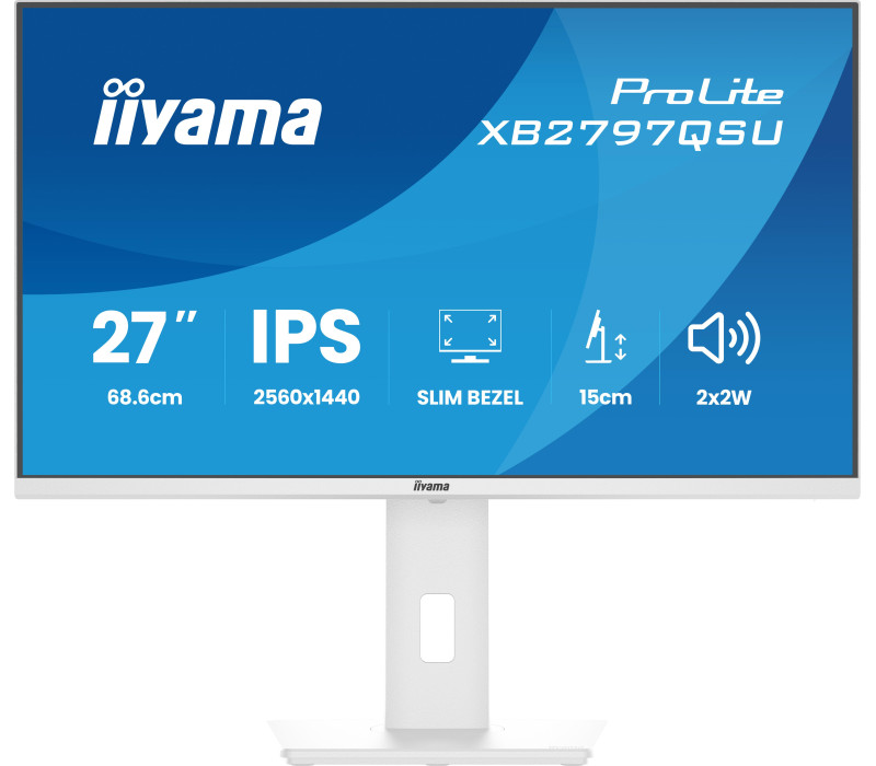 Bílý monitor iiyama ProLite XB2797QSU-W1 27" IPS QHD LED 1ms /HDMI, DP/ FlickerFree, redukce modrého světla, HAS