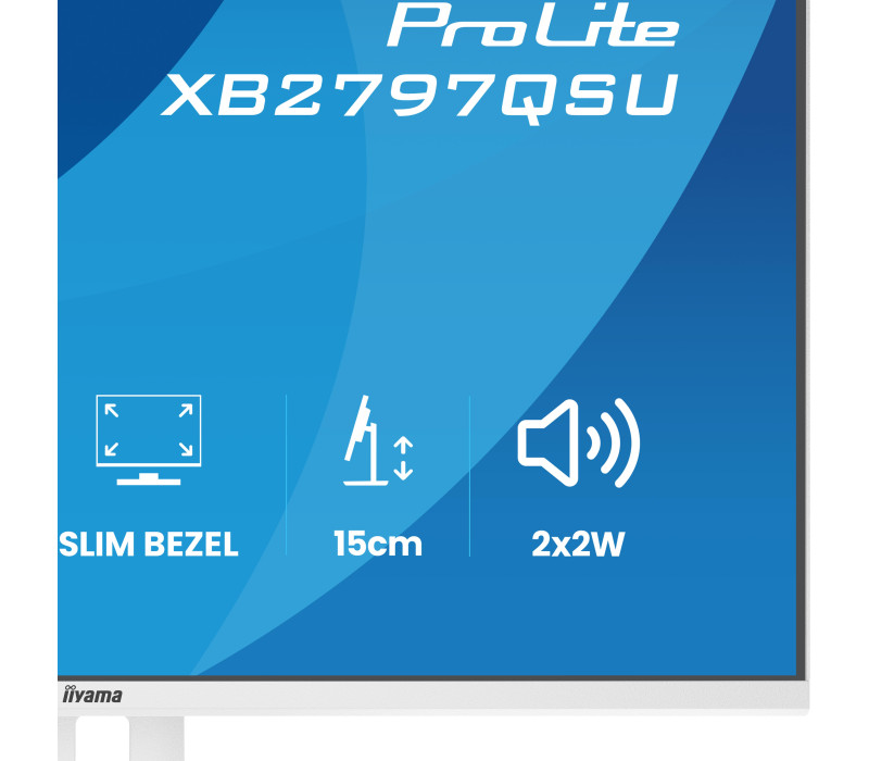 Bílý monitor iiyama ProLite XB2797QSU-W1 27" IPS QHD LED 1ms /HDMI, DP/ FlickerFree, redukce modrého světla, HAS
