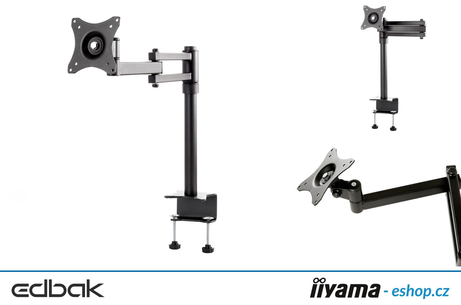 Edbak Uchwyt biurkowy z podwójnym ramieniem do monitora 10-29", black