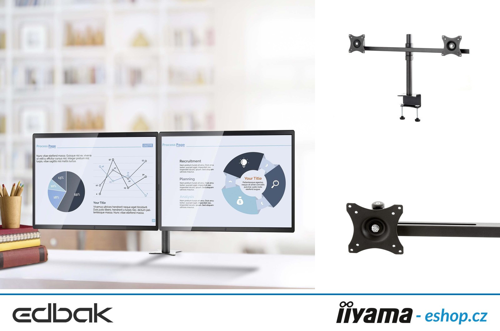 Edbak Uchwyt biurkowy do dwóch monitorów 19-27"