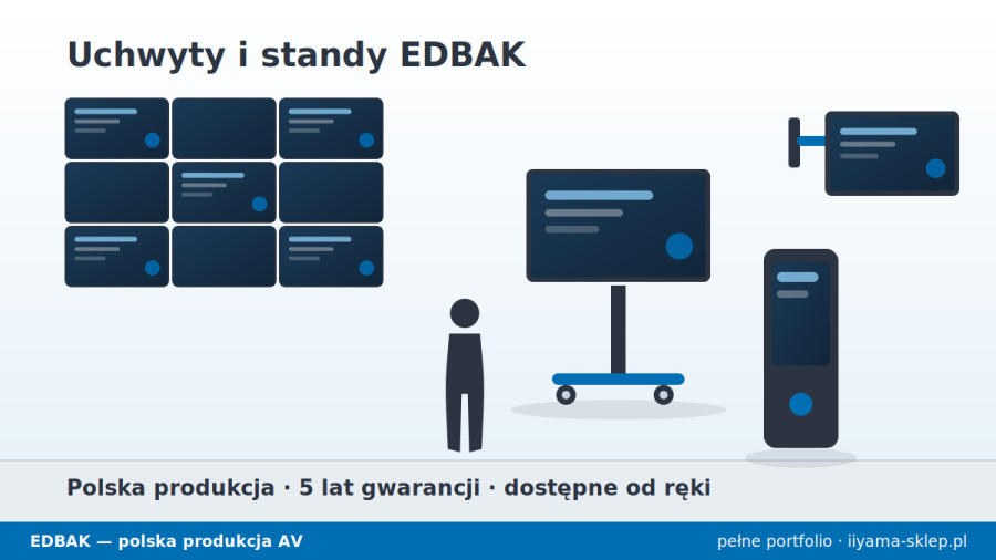 Montážní držáky a stojany na monitory – novinka v nabídce společnosti EDBAK – polská kvalita AV instalací s pětiletou zárukou